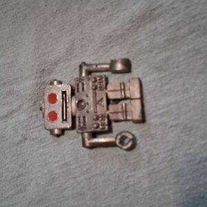 Silver Robot Charm with Red Eyes